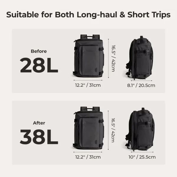 BAGSMART Men's Backpacks 15.6in Laptop Backpack MultiFunction Luggage Waterproof Extended Travel Backpack School Bag 4