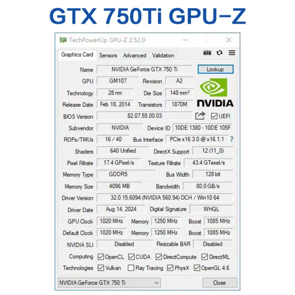 MLLSE GTX 750Ti 4GB Graphics Card GDDR5 128Bit HDMI DVI VGA PCI-E 3.0 Geforce GPU Gtx 750ti Gaming Video Card Placa De Video 5