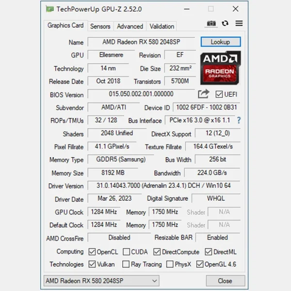 MLLSE Video Card AMD Radeon RX 580 8GB GDRR5 256-bit PCI Express 3.0 ×16 Computer Desktops Graphics Cards Gaming GPU placa 5