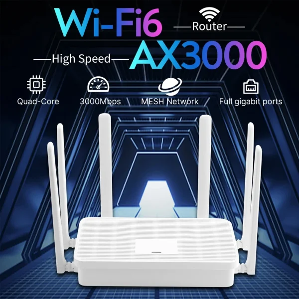 EATPOW AX3000T WiFi 6 Gigabit Wireless Router WIFI 6 Dual Band 2.4G&5G Mesh 6*5dBi Antenna Home AX3000 Wireless Router 3