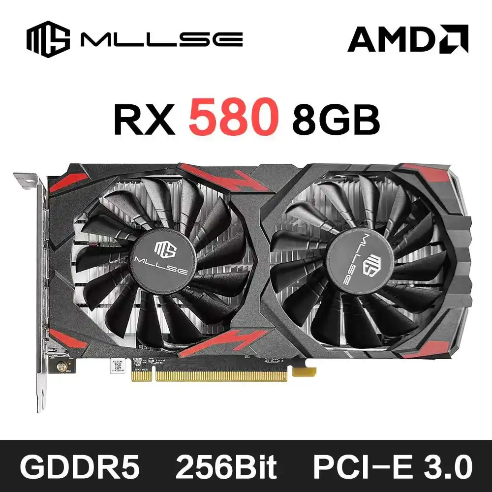 MLLSE AMD RX 580 8GB 2048SP Gaming Graphics Card GDDR5 256Bit PCI-E 3.0 ×16 8Pin Radeon GPU Rx 580 Video Card Placa De Video 1