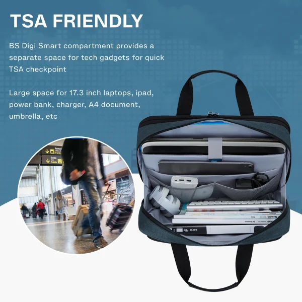 BAGSMART 17.3 Inch Laptop Bag Expandable Computer Bag Laptop Briefcase Men Women Laptop Shoulder Bag Work Business Travel Office 4