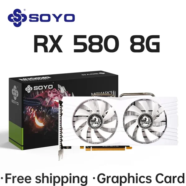 SOYO Graphics Cards Radeon RX580 8G GDDR5 Memory Video Gaming Card PCIE3.0x16 GPU Desktop Computer Components AMD RX 580 8G 2