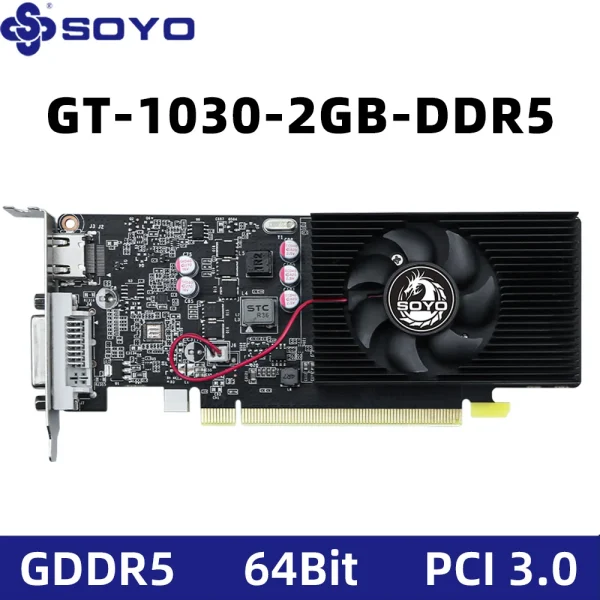 SOYO Graphics Cards NVIDIA GT1030 2G GDDR5 64bit Video Card HDMI+DP+DVI For Desktop Gaming Computer Components GPU GT 1030 1