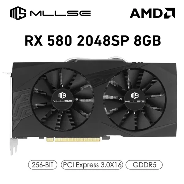 MLLSE Gaming Graphics Card AMD Radeon RX580 2048SP 8GB GDDR5 256-bit PCIe 3.0 x16 8Pin GPU Computer Desktops placa de video card 5