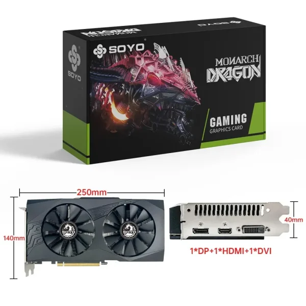 SOYO Graphics Cards Radeon RX580 8G GDDR5 Memory Video Gaming Card PCIE3.0x16 GPU Desktop Computer Components AMD RX 580 8G 3