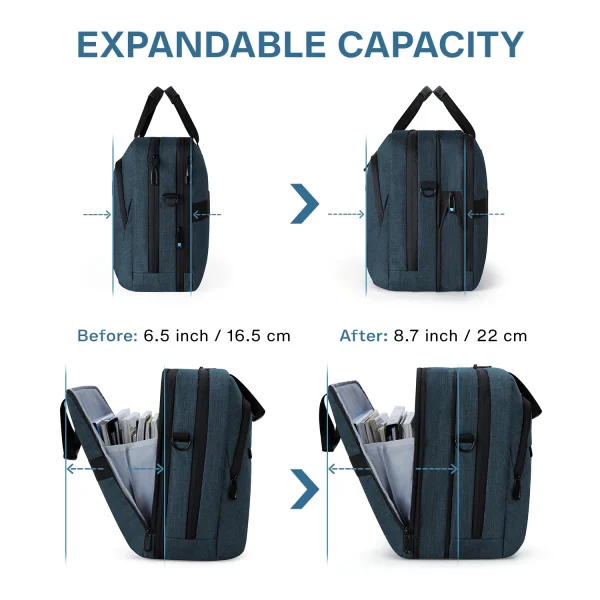 BAGSMART 17.3 Inch Laptop Bag Expandable Computer Bag Laptop Briefcase Men Women Laptop Shoulder Bag Work Business Travel Office 2