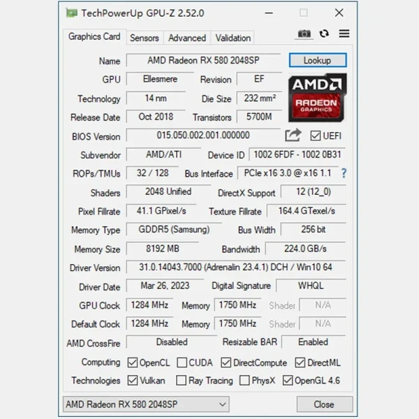 MLLSE Gaming Graphics Card AMD Radeon RX580 2048SP 8GB GDDR5 256-bit PCIe 3.0 x16 8Pin GPU Computer Desktops placa de video card 4