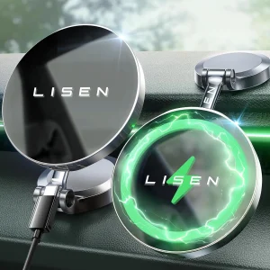 LISEN for Magsafe Car Mount Charger 15W, [360° Rotation] iPhone Wireless Car Charger Magnetic Foldable Car Phone Holder 1